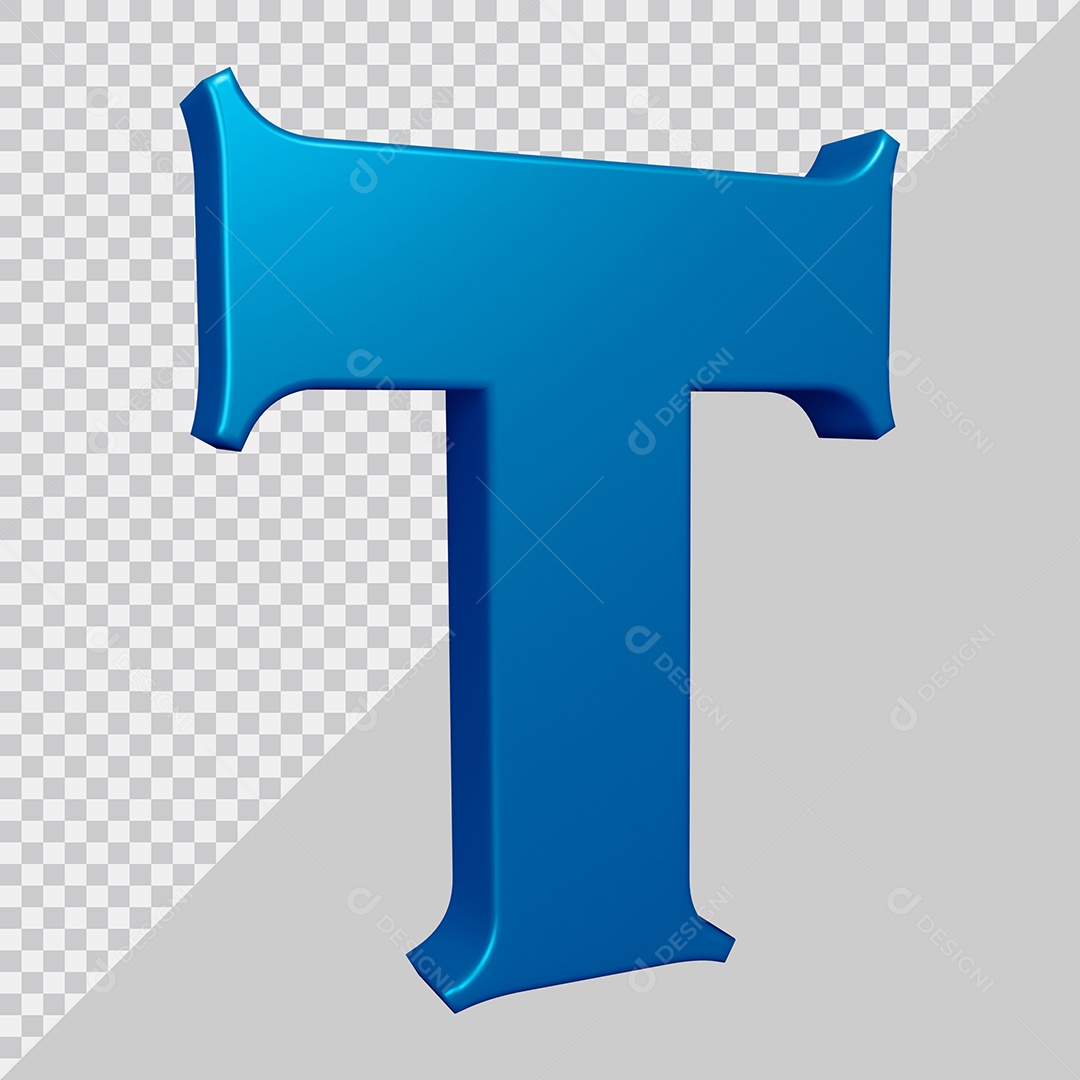 Elemento 3D Para Composição Letra T Azul PSD