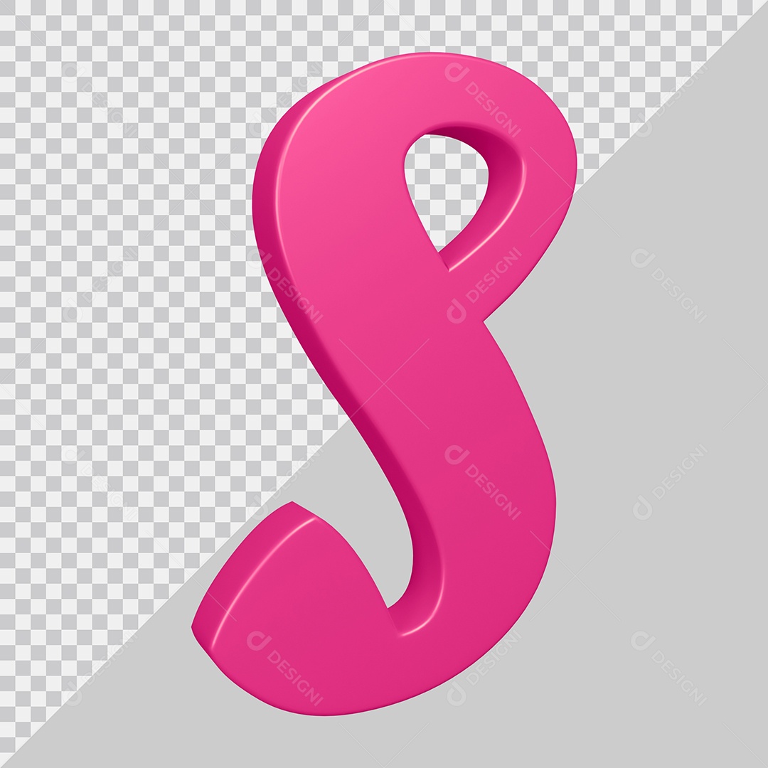 Elemento 3D Para Composição Letra S Rosa PSD
