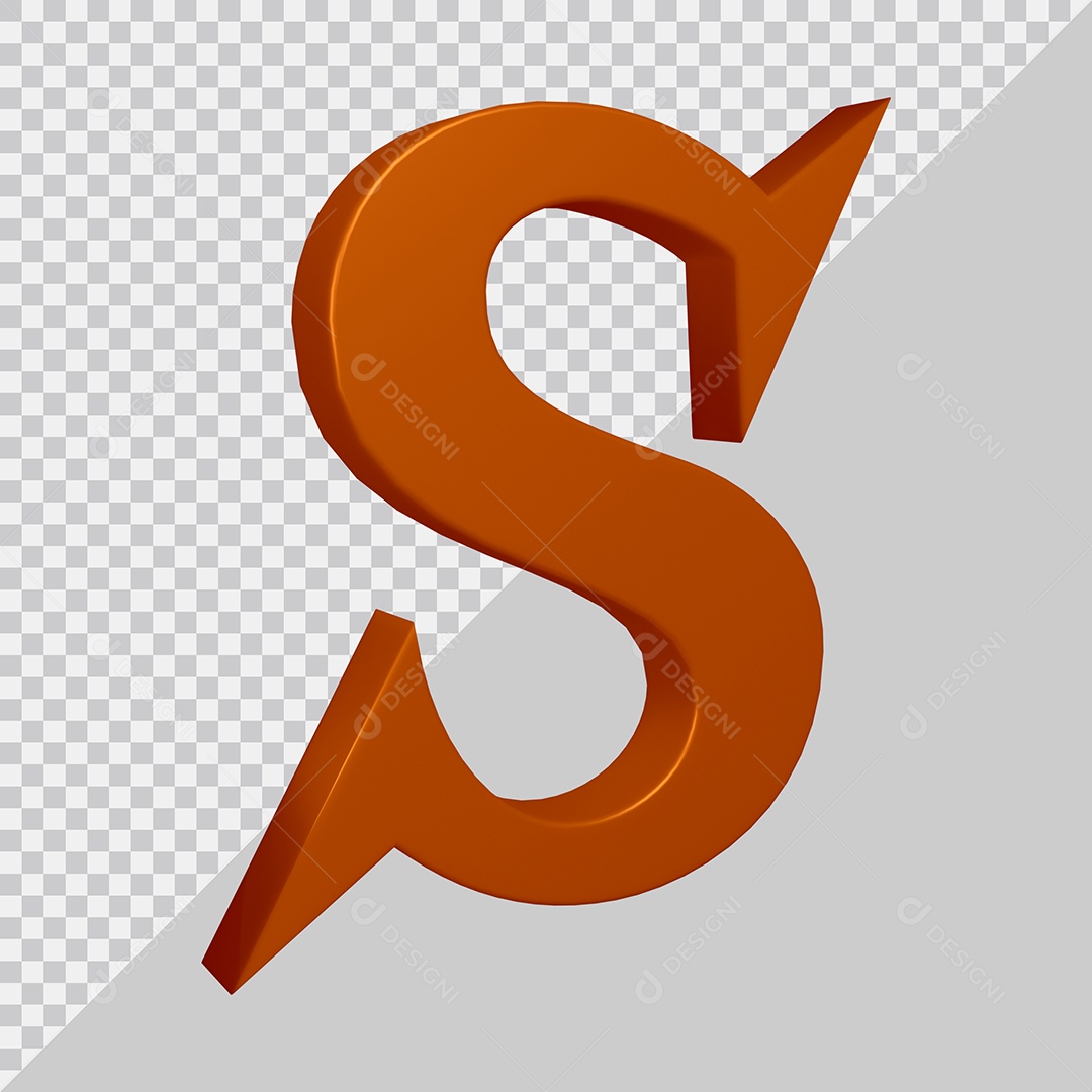 Elemento 3D Para Composição Letra S Marrom PSD