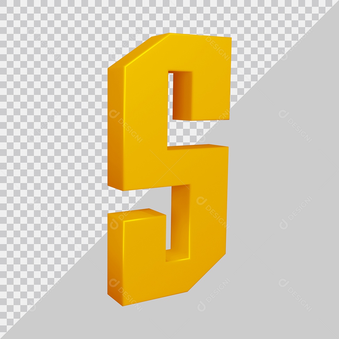 Elemento 3D Para Composição Letra S Dourado PSD