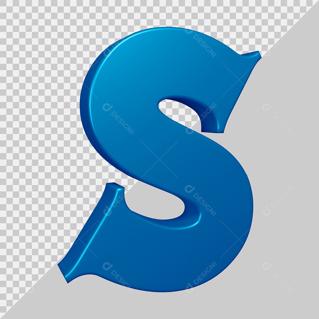 Elemento 3D Para Composição Letra S Azul PSD