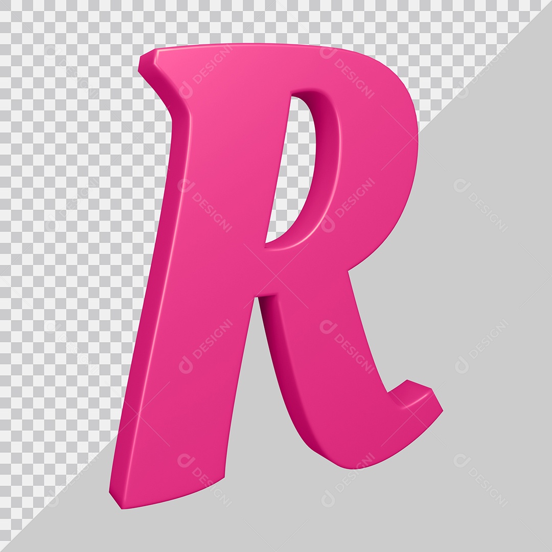 Elemento 3D Para Composição Letra R Rosa PSD
