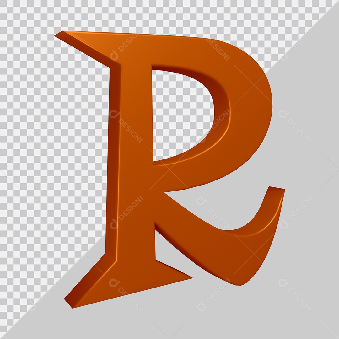 Elemento 3D Para Composição Letra R Marrom PSD