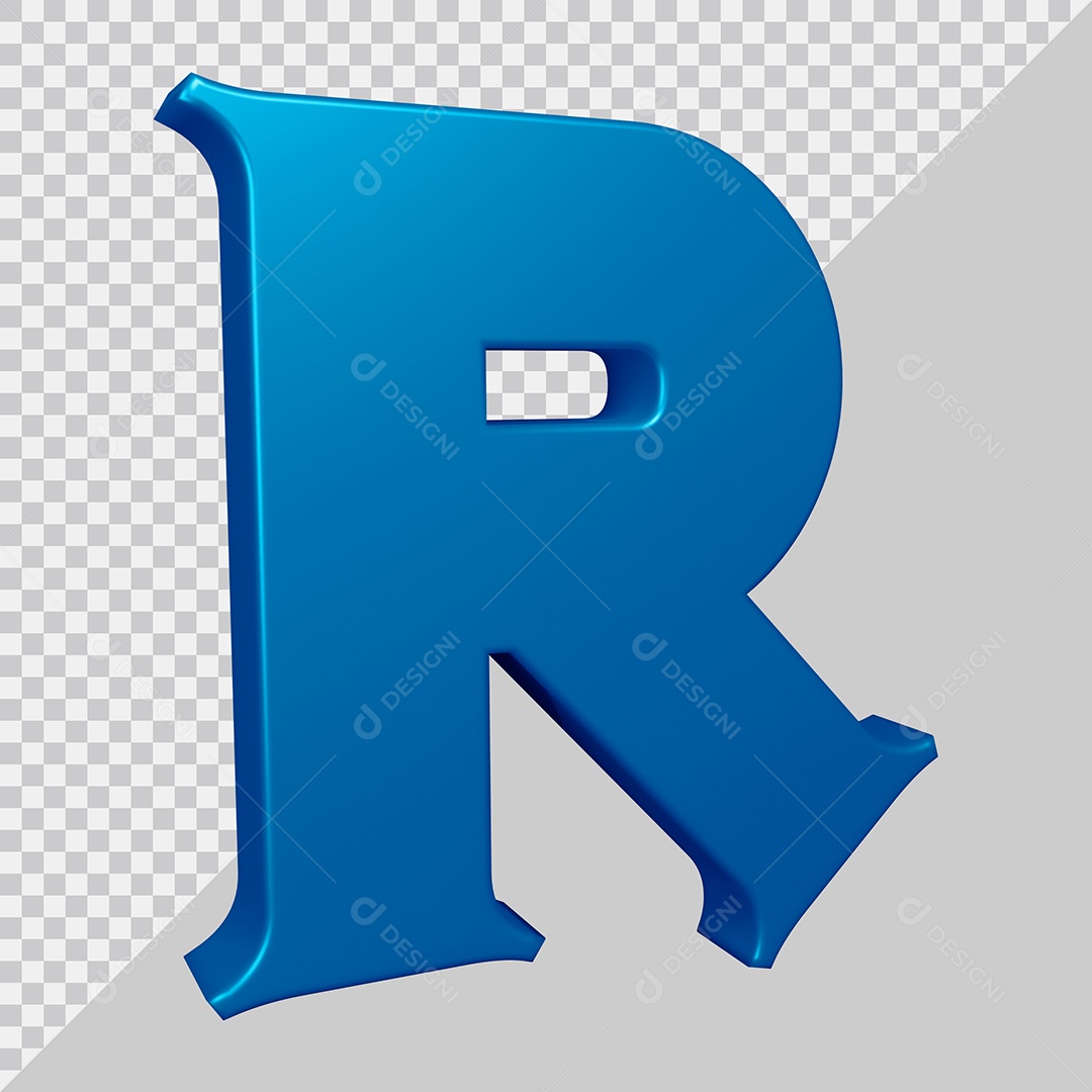 Elemento 3D Para Composição Letra R Azul PSD