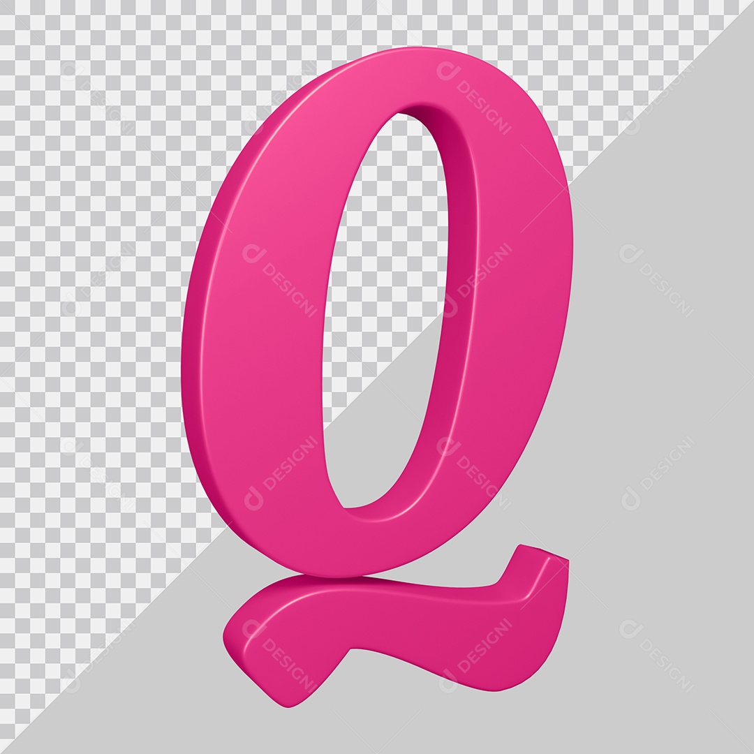 Elemento 3D Para Composição Letra Q Rosa PSD