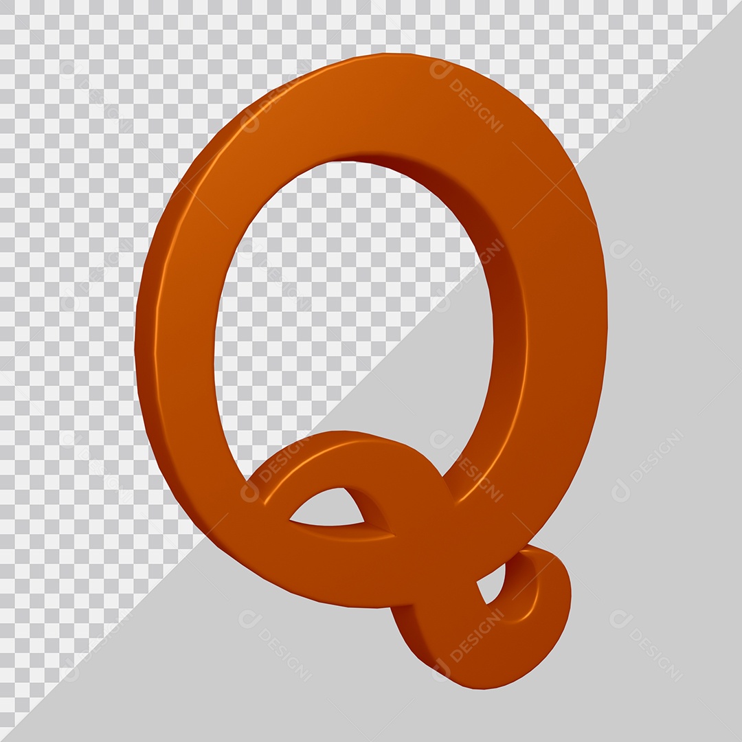 Elemento 3D Para Composição Letra Q Marrom PSD