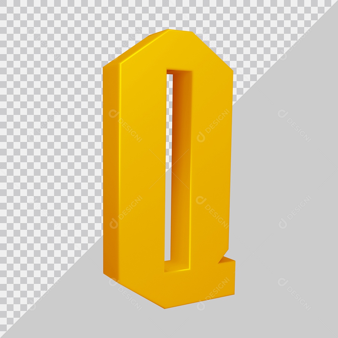 Elemento 3D Para Composição Letra Q Dourado PSD