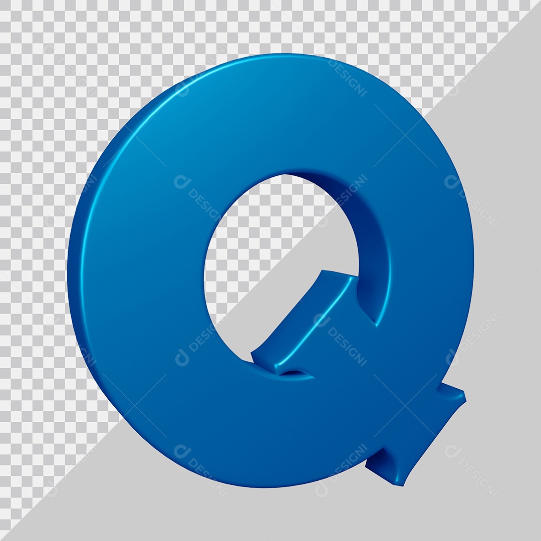 Elemento 3D Para Composição Letra Q Azul PSD