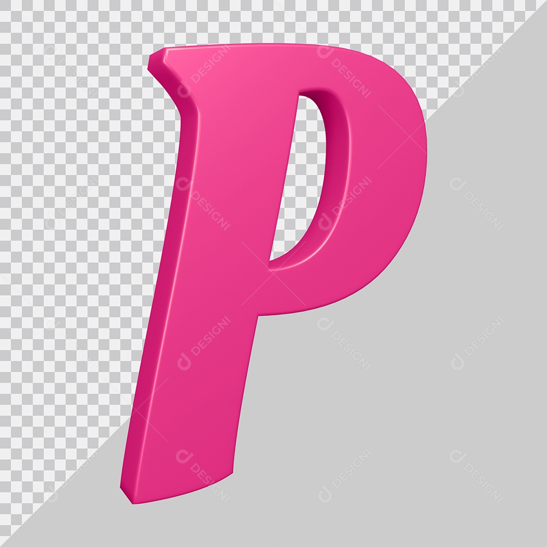 Elemento 3D Para Composição Letra P Rosa PSD