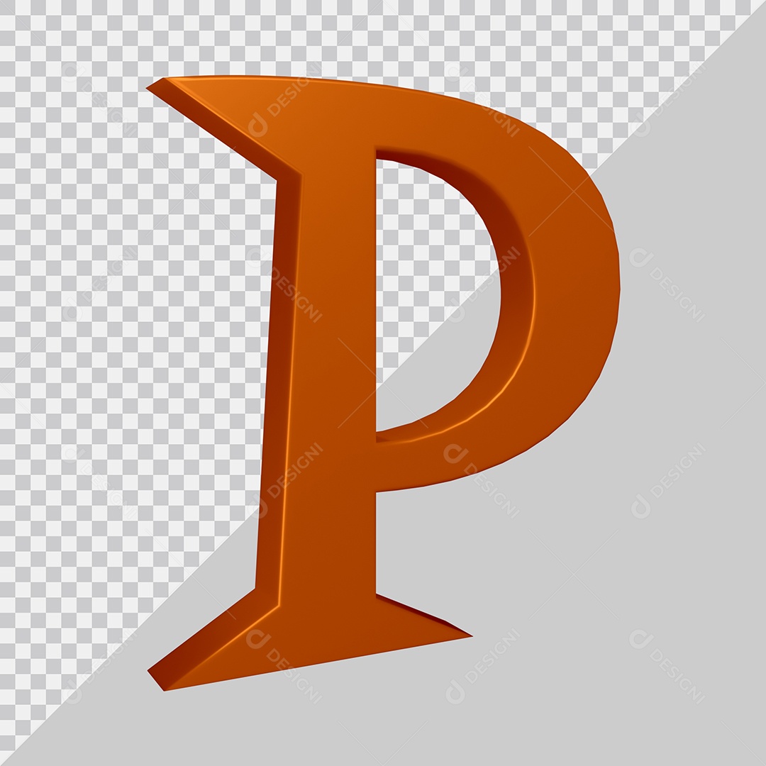 Elemento 3D Para Composição Letra P Marrom PSD