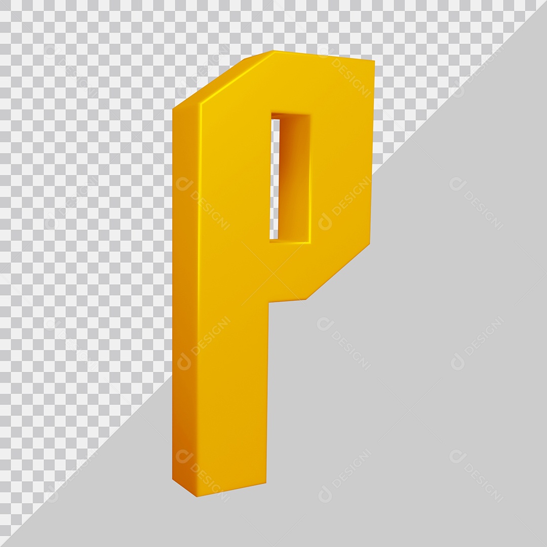 Elemento 3D Para Composição Letra P Dourado PSD