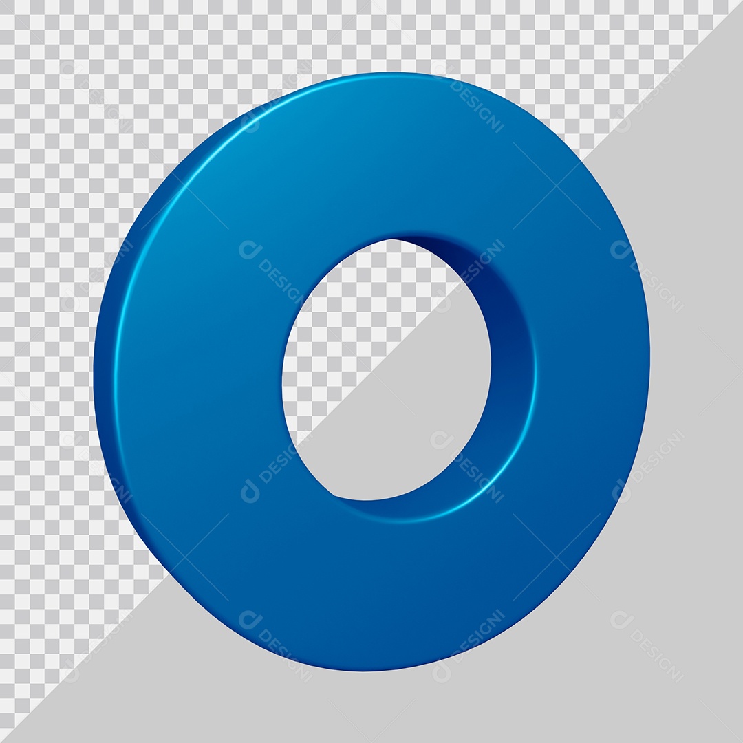 Elemento 3D Para Composição Letra O Azul PSD