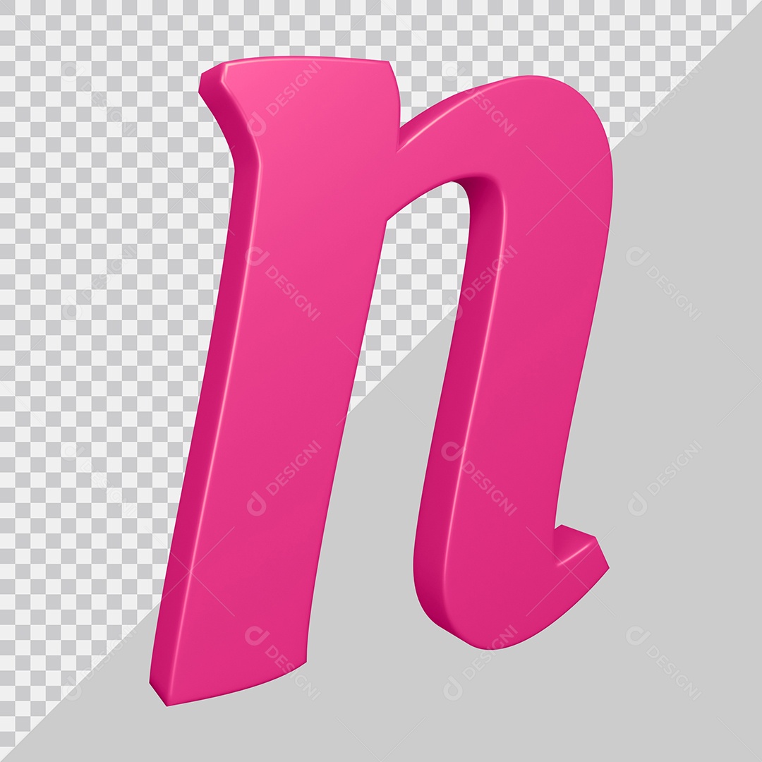 Elemento 3D Para Composição Letra N Rosa PSD