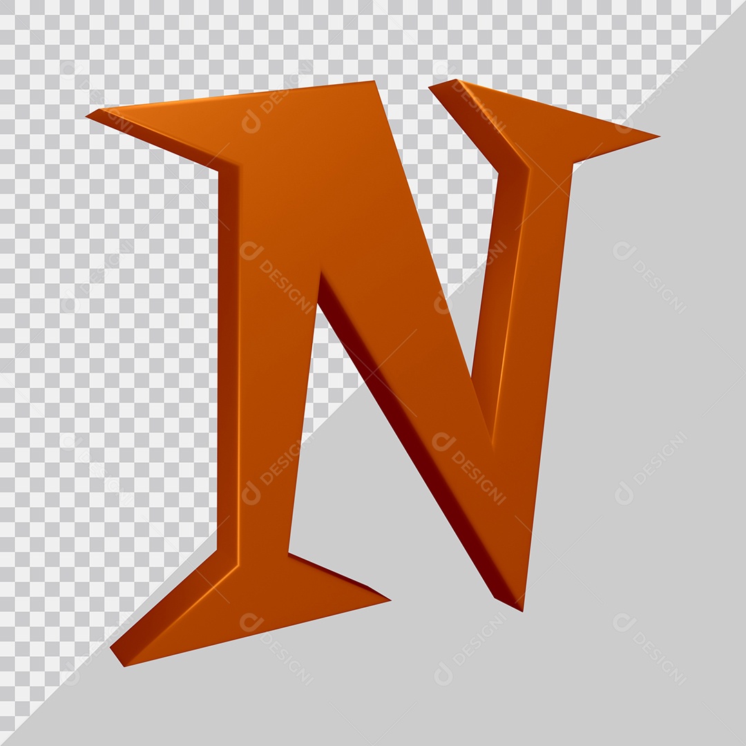 Elemento 3D Para Composição Letra N Marrom PSD