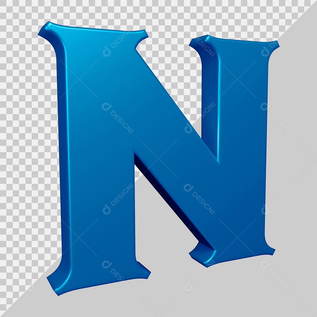 Elemento 3D Para Composição Letra N Azul PSD