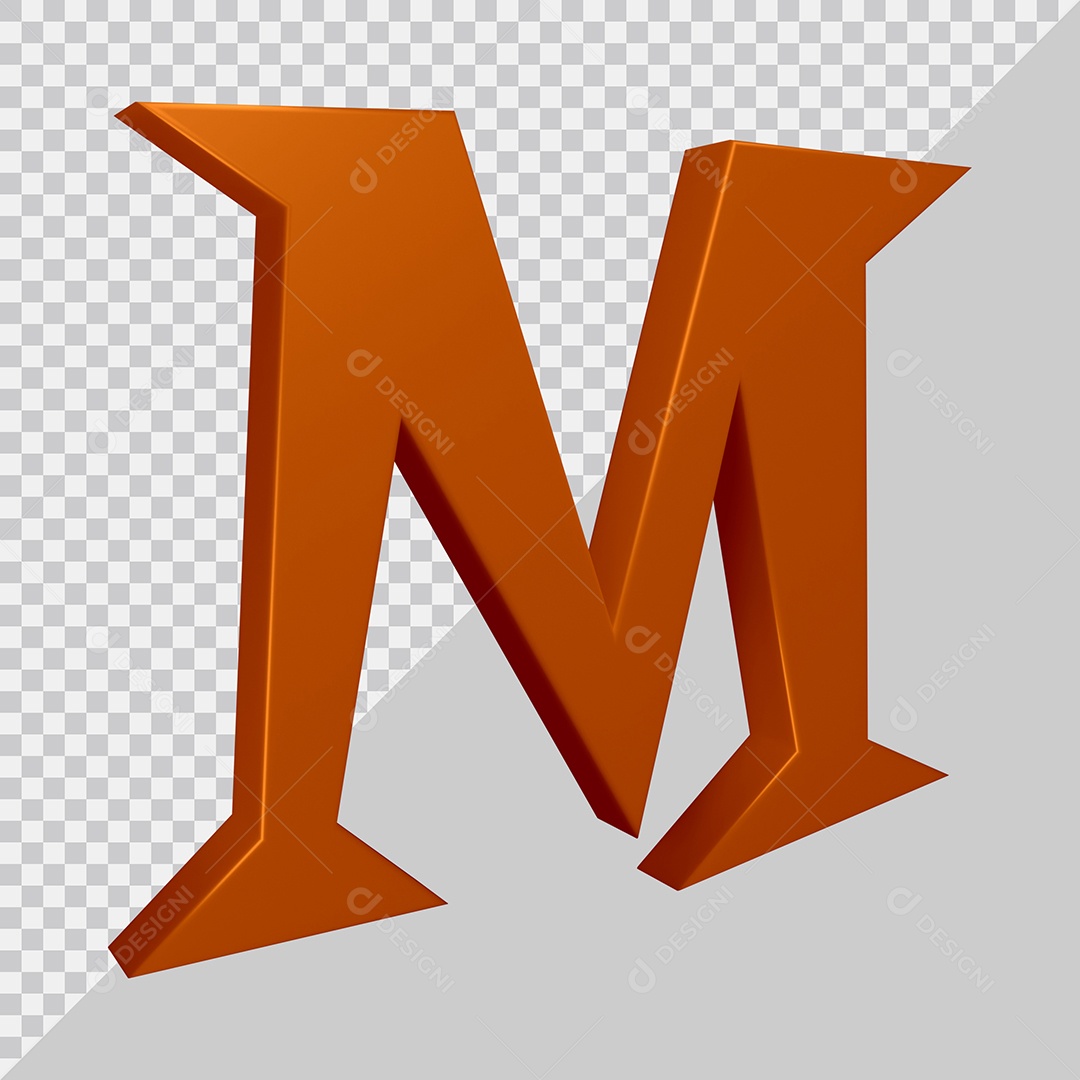 Elemento 3D Para Composição Letra M Marrom PSD
