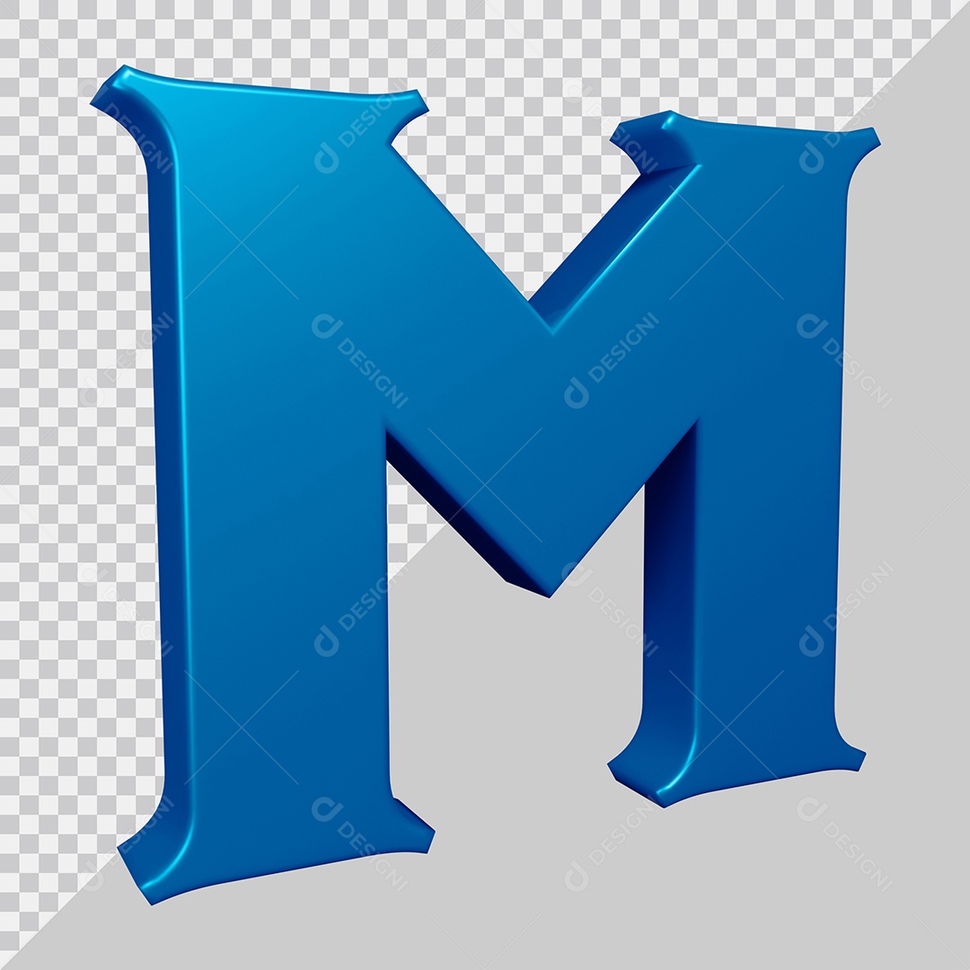 Elemento 3D Para Composição Letra M Azul PSD
