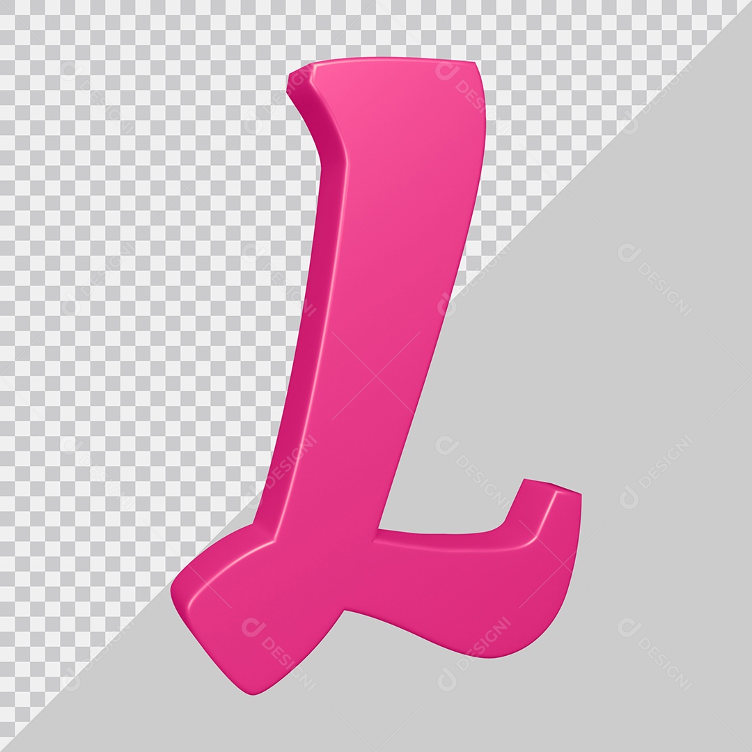 Elemento 3D Para Composição Letra L Rosa PSD