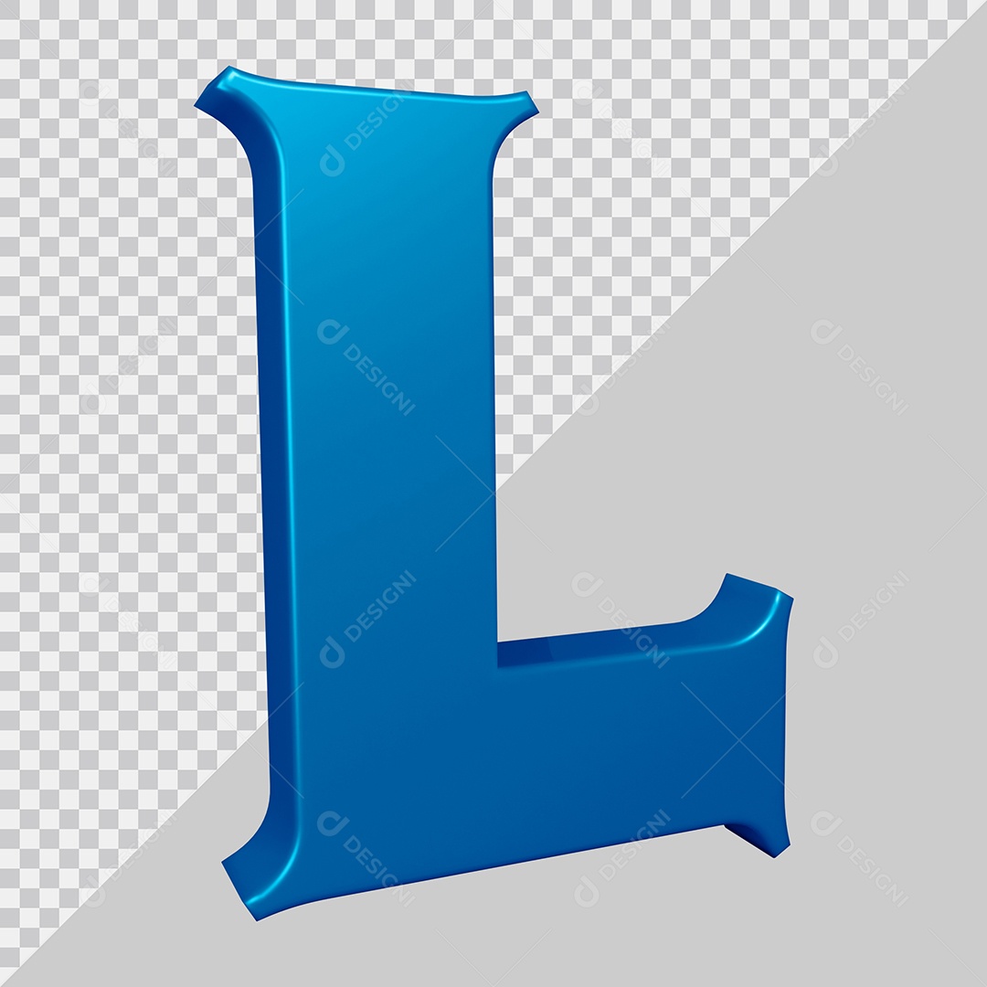Elemento 3D Para Composição Letra L Azul PSD