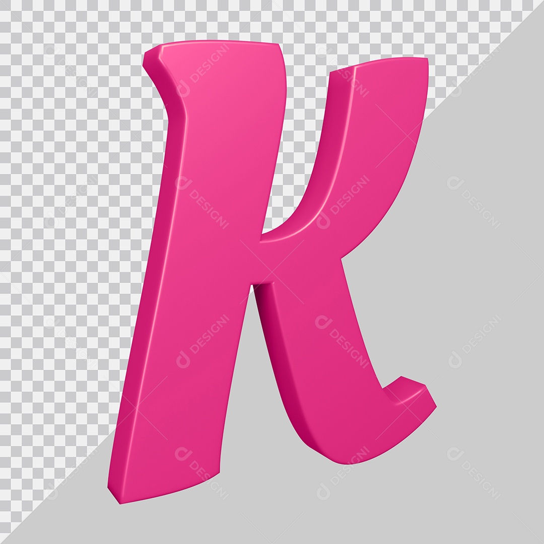 Elemento 3D Para Composição Letra K Rosa PSD
