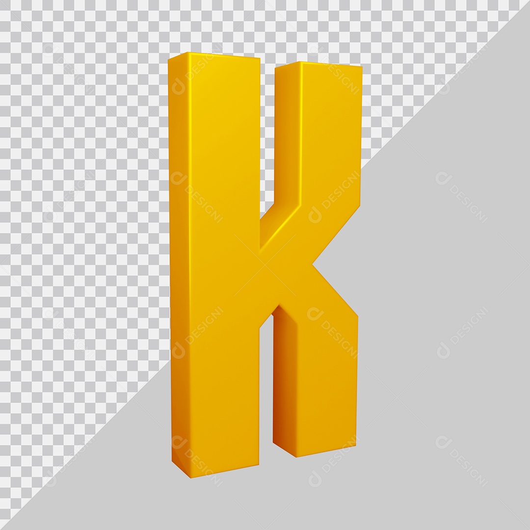 Elemento 3D Para Composição Letra K Dourado PSD