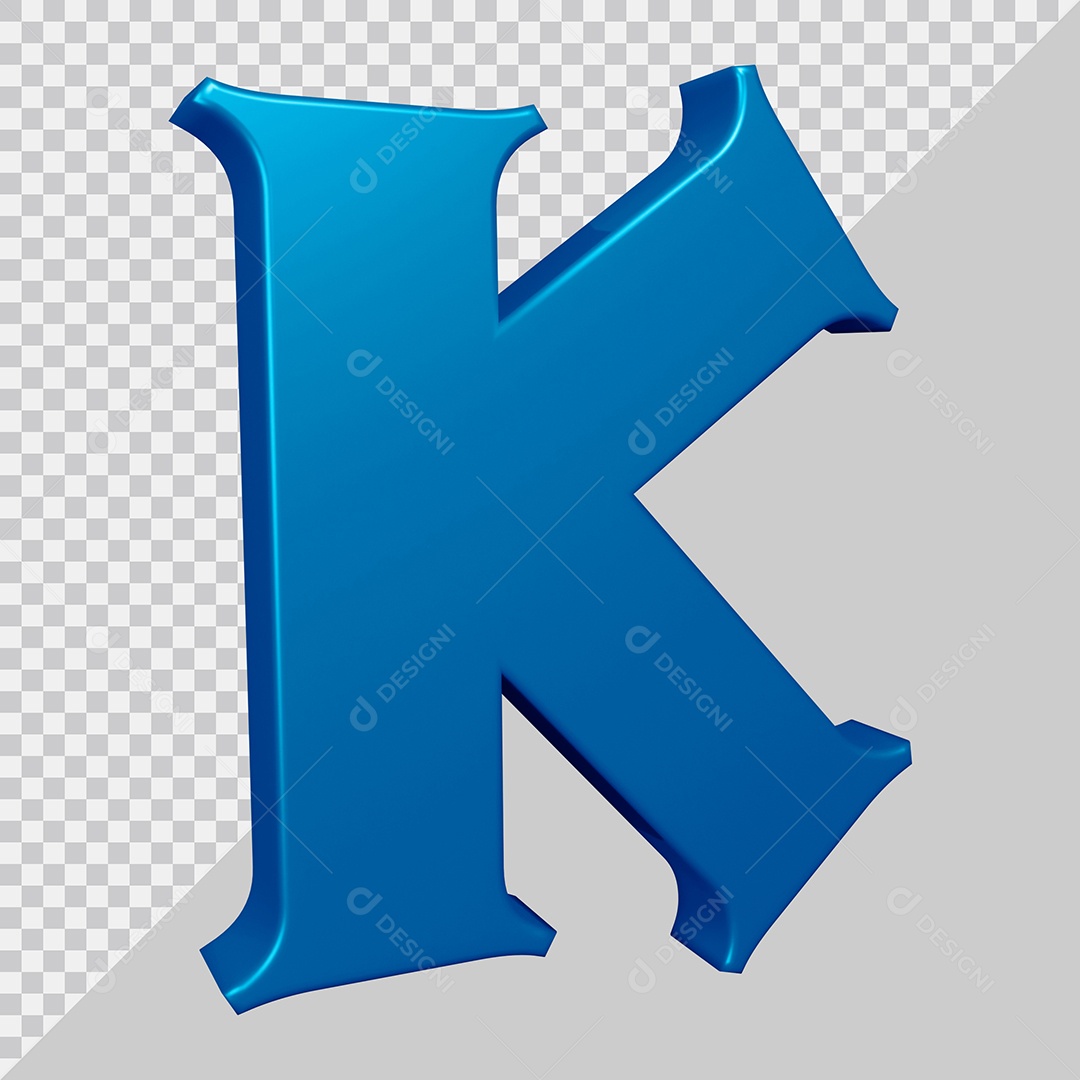 Elemento 3D Para Composição Letra K Azul PSD