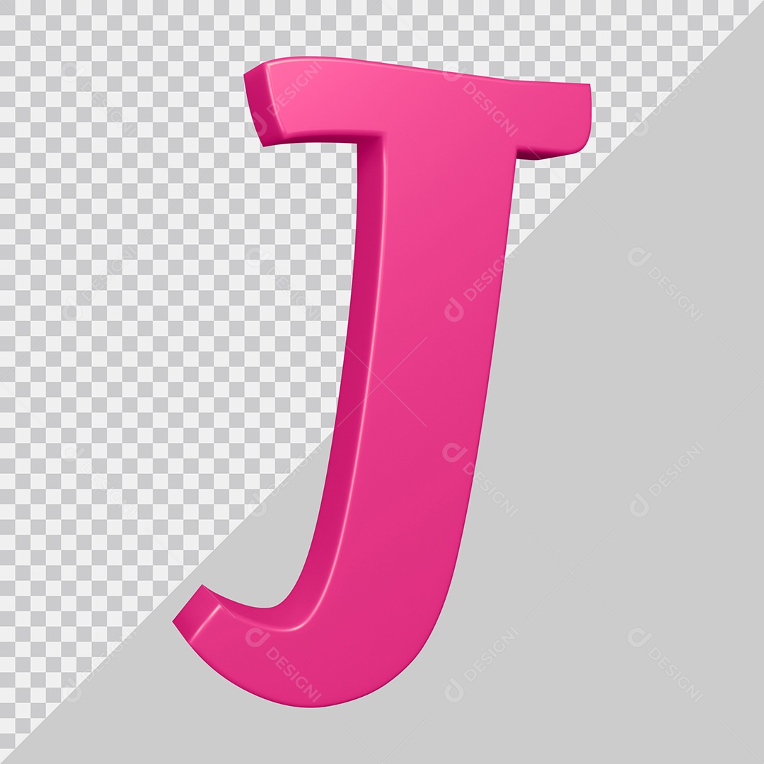 Elemento 3D Para Composição Letra J Rosa PSD