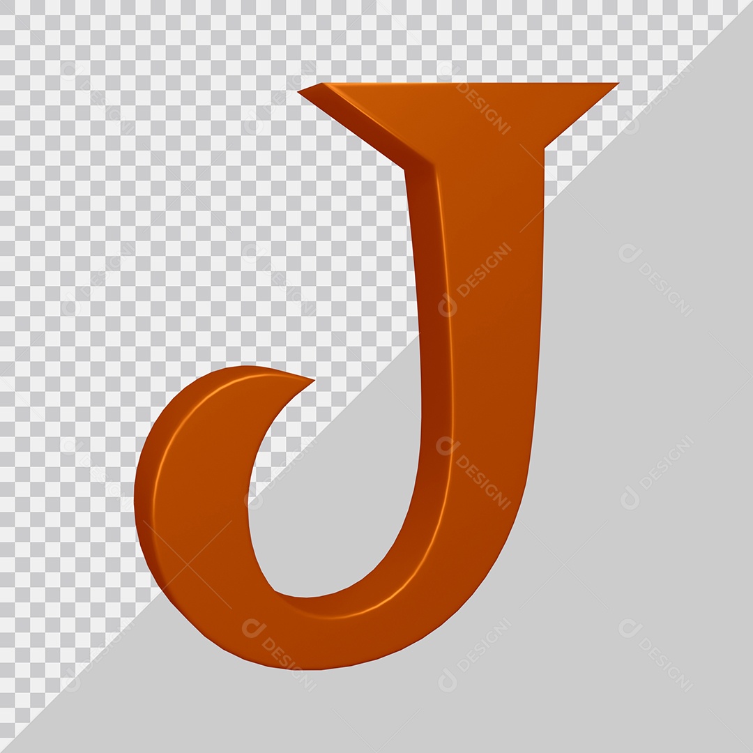Elemento 3D Para Composição Letra J Marrom PSD