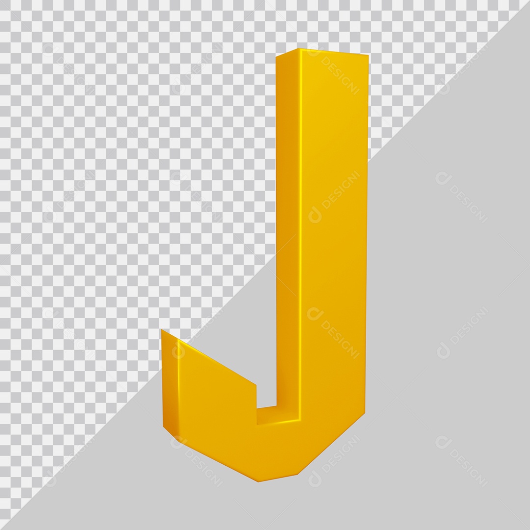 Elemento 3D Para Composição Letra J Dourado PSD