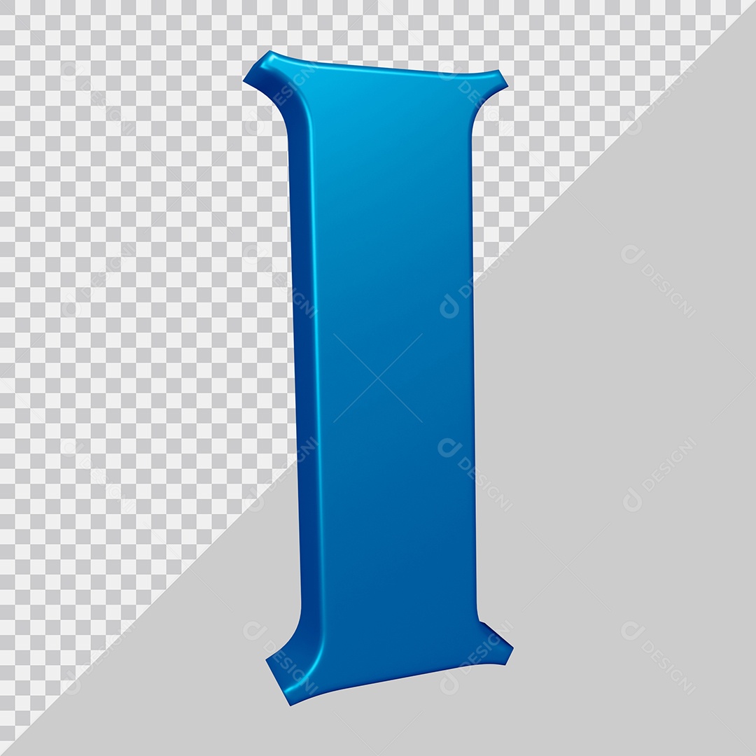 Elemento 3D Para Composição Letra I Azul PSD