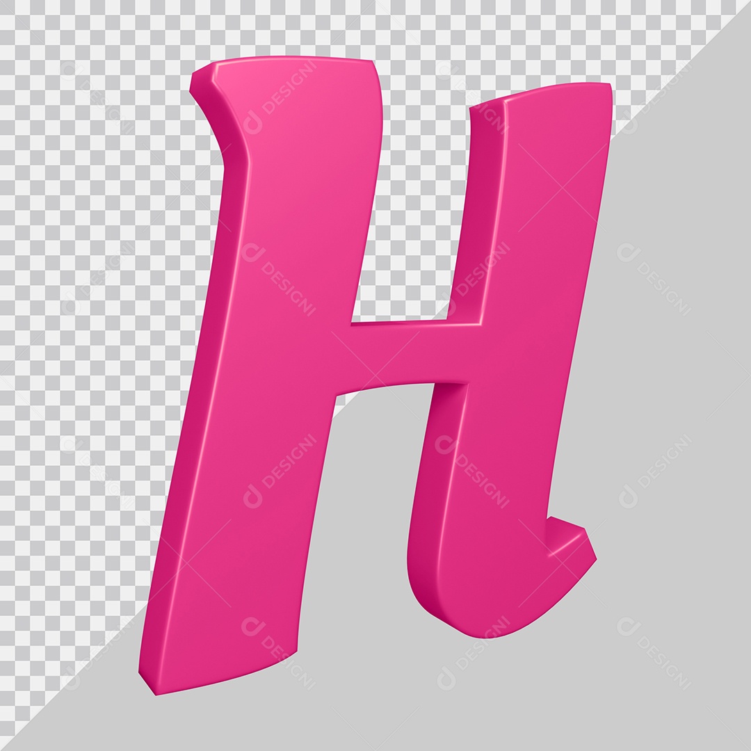Elemento 3D Para Composição Letra H Rosa PSD