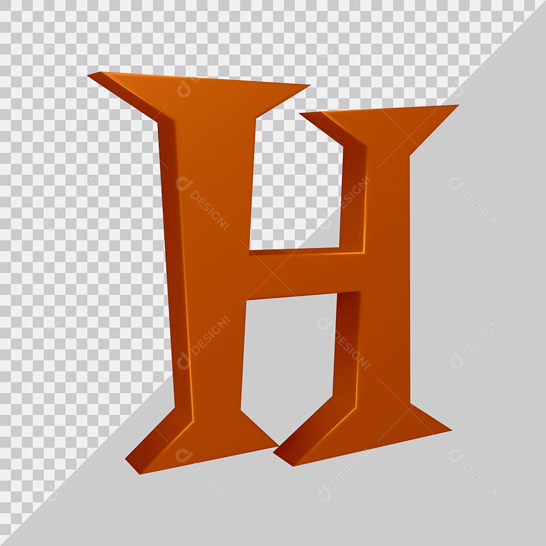 Elemento 3D Para Composição Letra H Marrom PSD