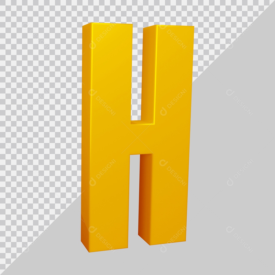 Elemento 3D Para Composição Letra H Dourado PSD