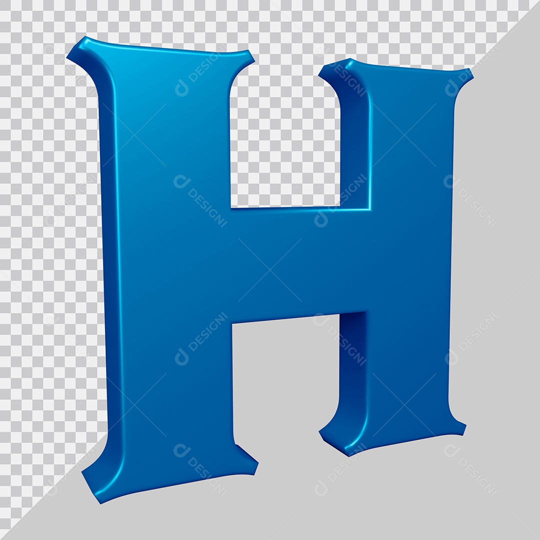 Elemento 3D Para Composição Letra H Azul PSD