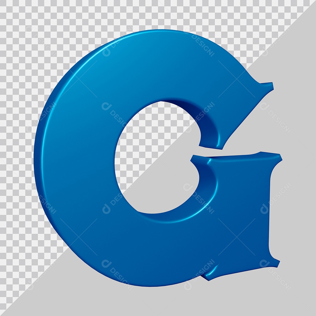 Elemento 3D Para Composição Letra G Azul PSD