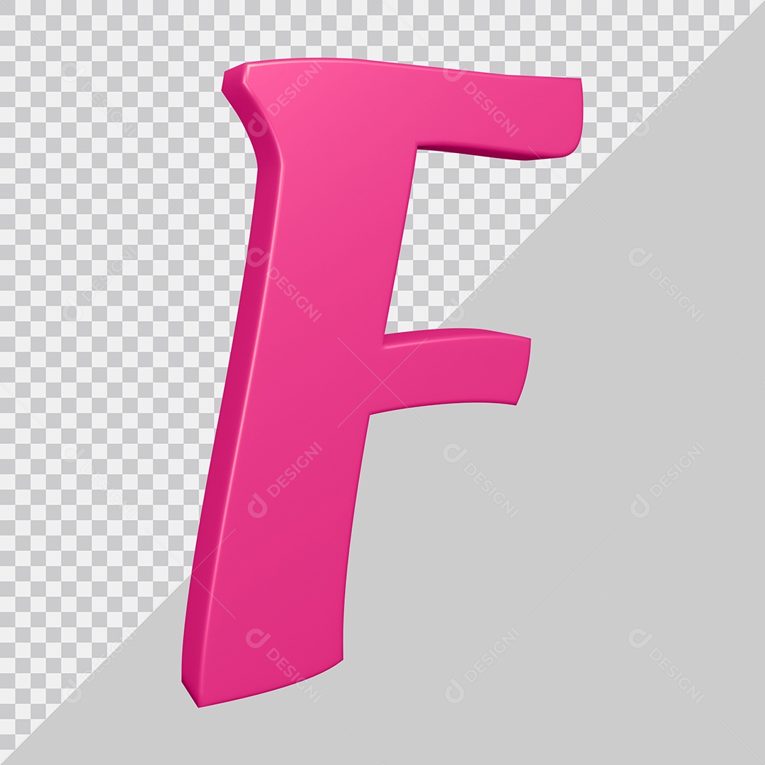 Elemento 3D Para Composição Letra F Rosa PSD