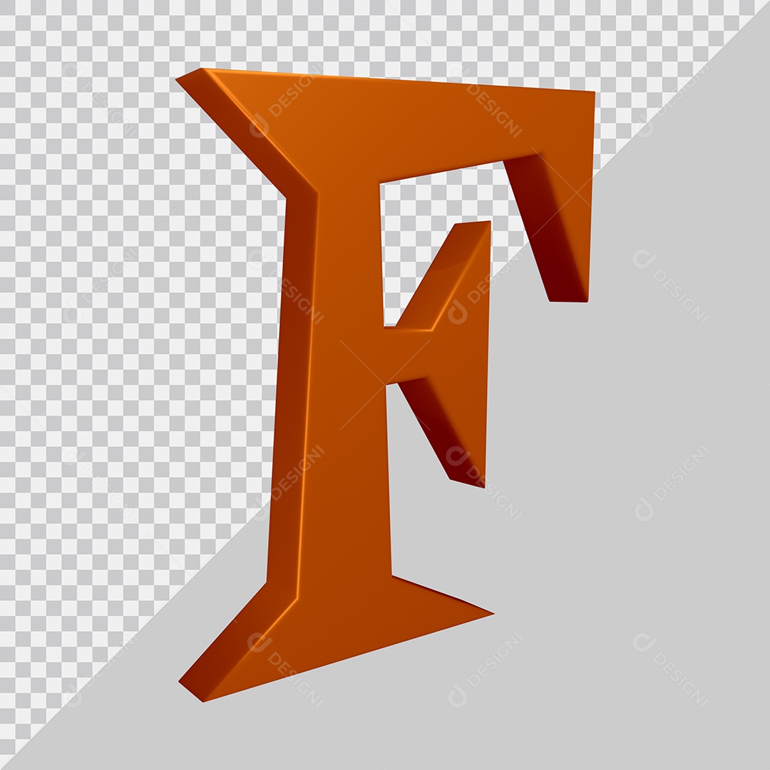 Elemento 3D Para Composição Letra F Marrom PSD