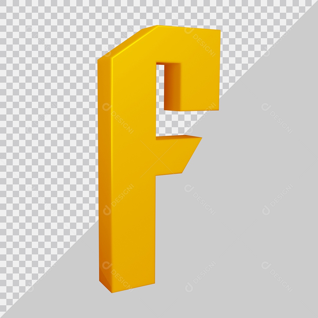 Elemento 3D Para Composição Letra F Dourado PSD