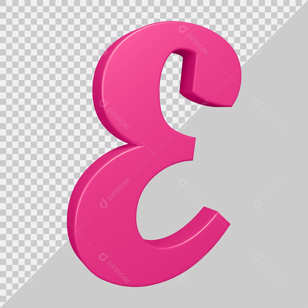 Elemento 3D Para Composição Letra E Rosa PSD