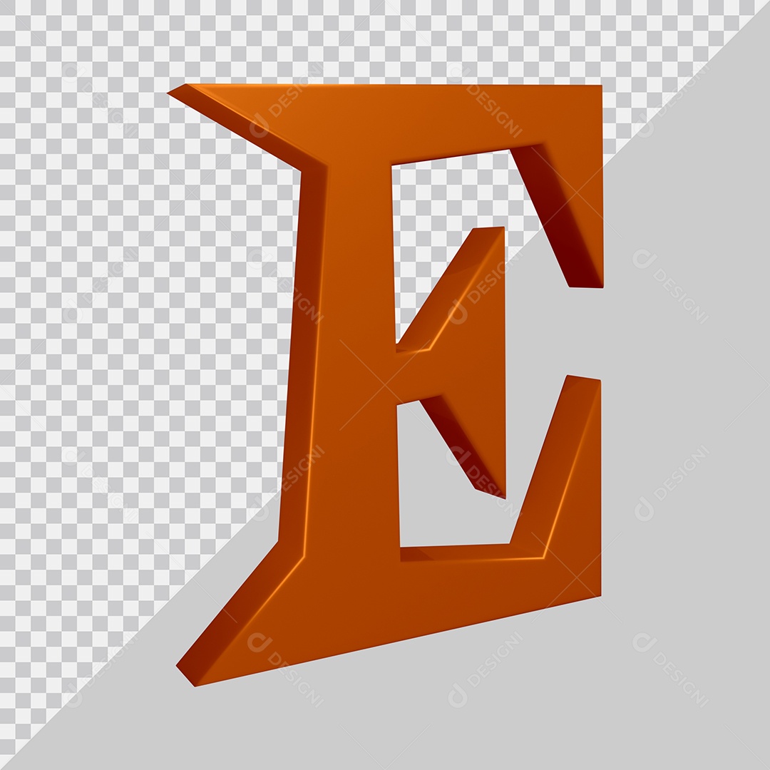 Elemento 3D Para Composição Letra E Marrom PSD