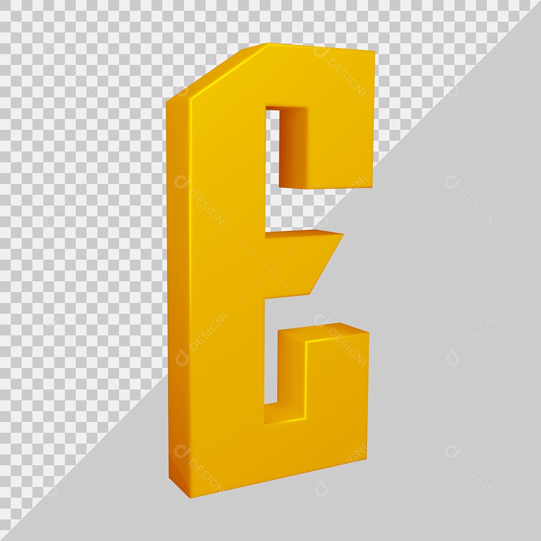 Elemento 3D Para Composição Letra E Dourado PSD