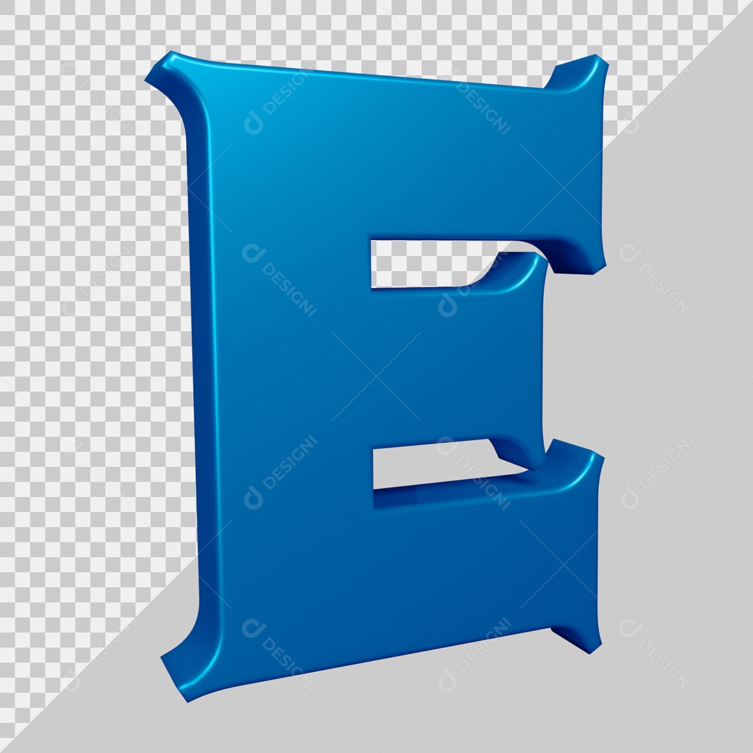 Elemento 3D Para Composição Letra E Azul PSD