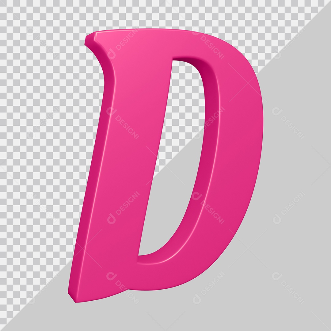 3D Element For Composition Letter D Pink PSD