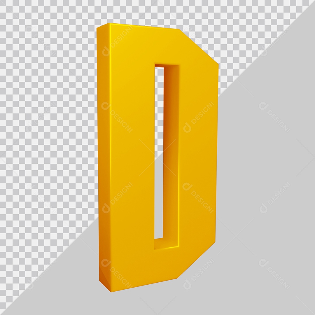 Elemento 3D Para Composição Letra D Dourado PSD