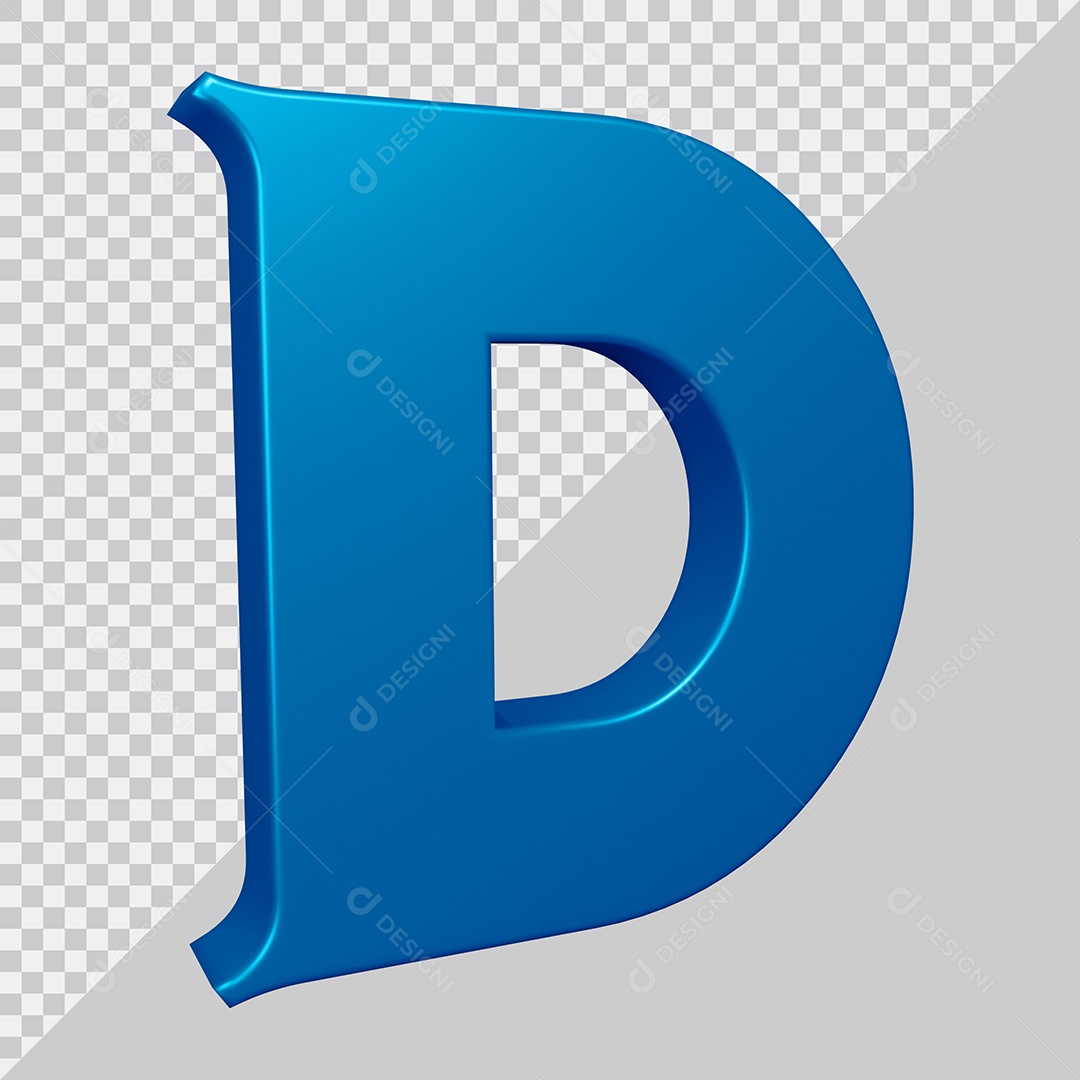 Elemento 3D Para Composição Letra D Azul PSD