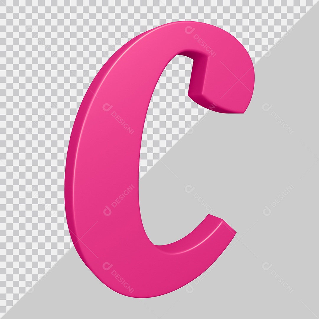 Elemento 3D Para Composição Letra C Rosa PSD