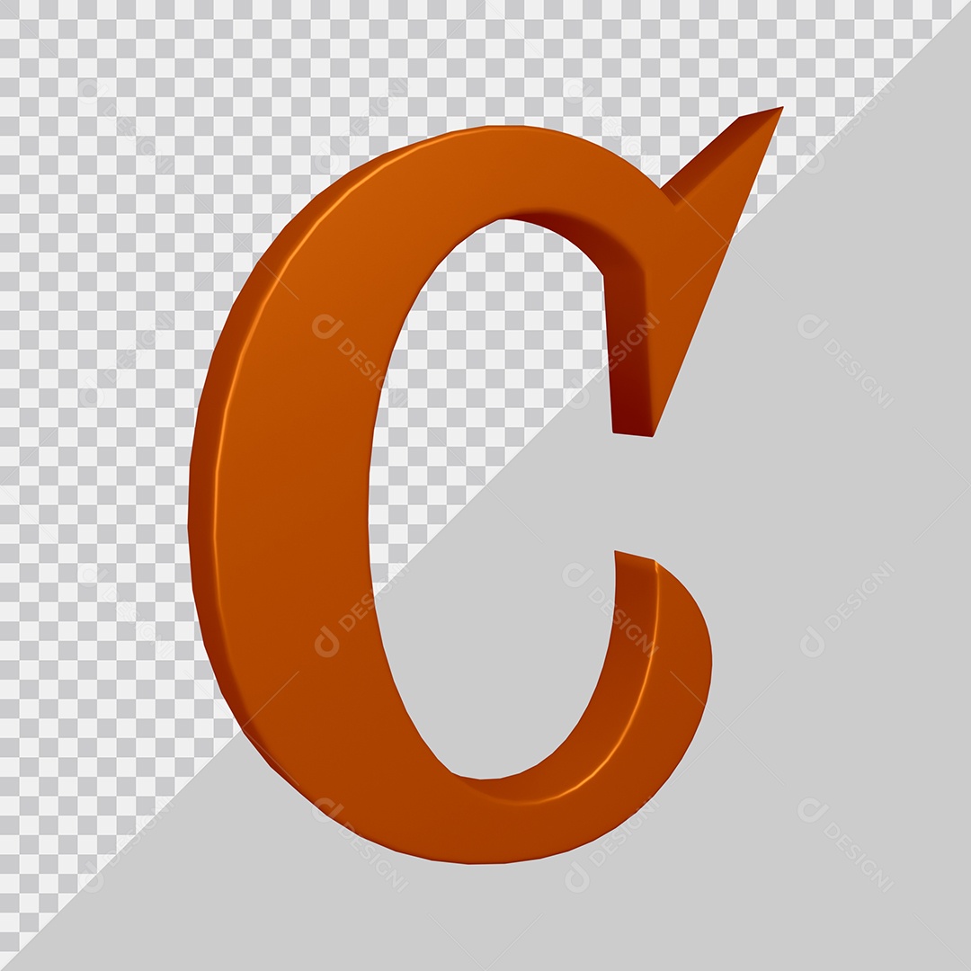 Elemento 3D Para Composição Letra C Marrom PSD