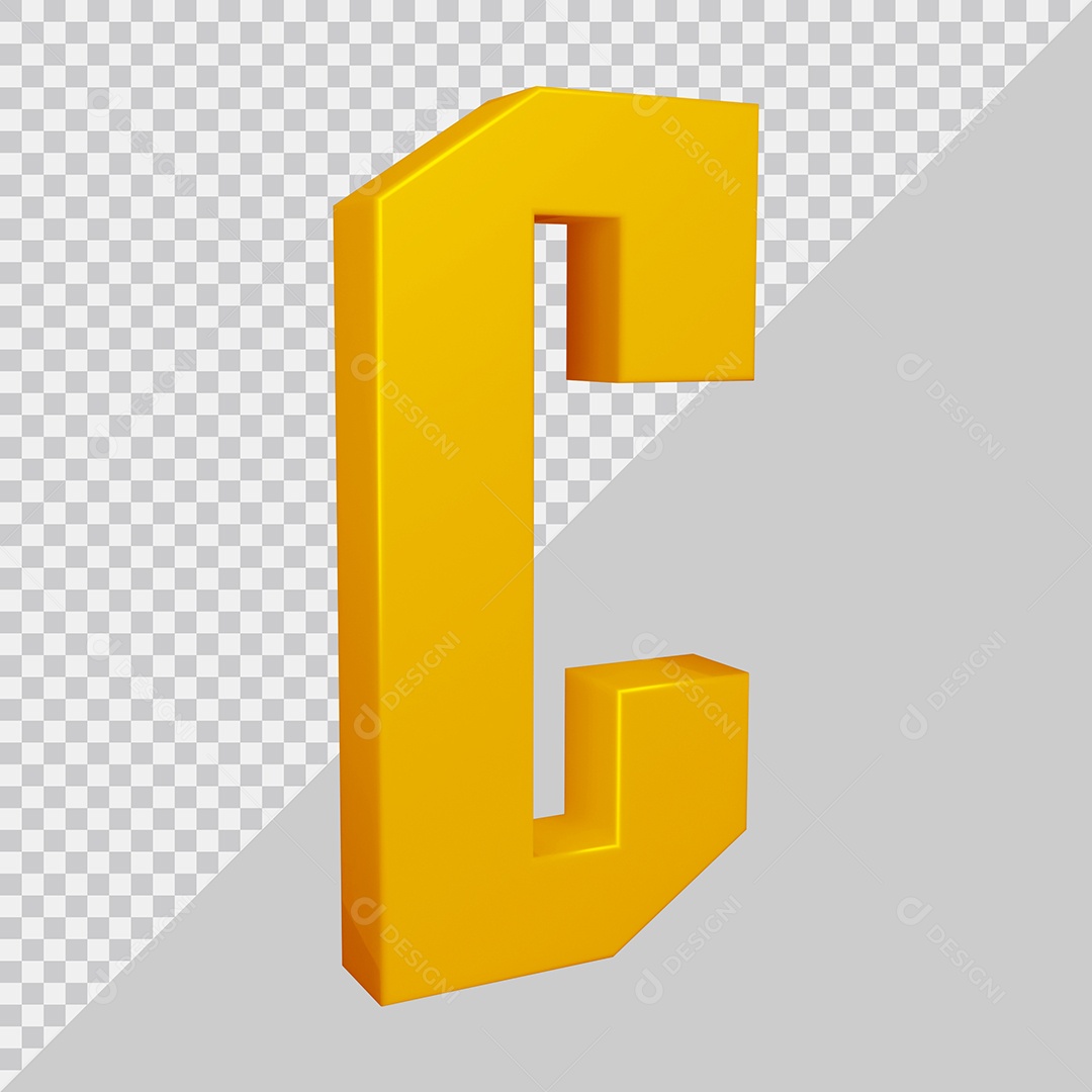 Elemento 3D Para Composição Letra C Dourado PSD