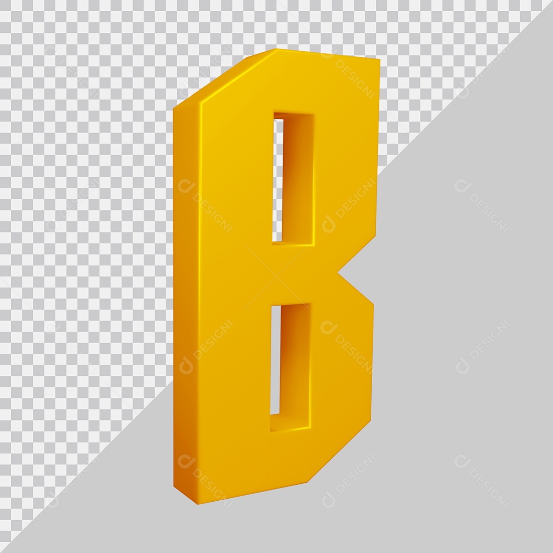 Elemento 3D Para Composição Letra B Dourado PSD