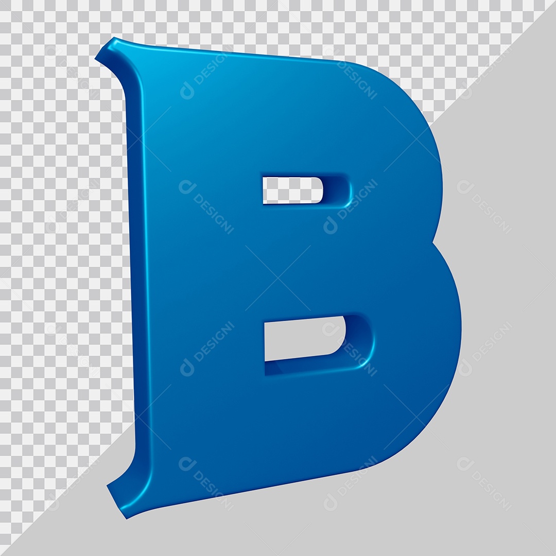 Elemento 3D Para Composição Letra B Azul PSD